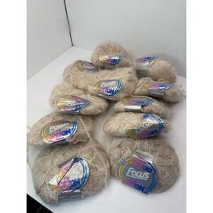 Patons Focus On Cotton Yarn Cream W/ Pink Cotton Mohair Acrylic Blend Lot Of 11